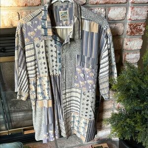 Travel Smith Vintage 100% Silk Short Sleeve Button Down‎ Shirt Mens Size L